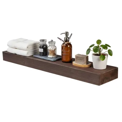 Produktbild von levandeo Wandregal Holz Massiv 100x20cm Nussbaum Farbig Wandboard Regal Vintage