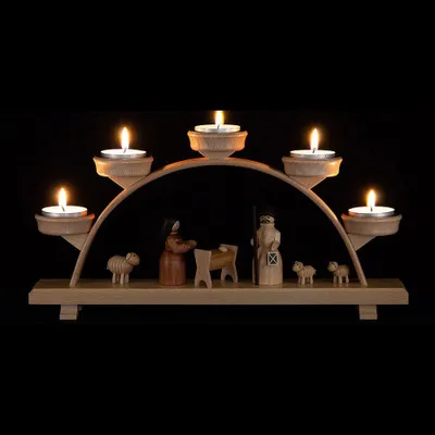 Produktbild von Schwibbogen mit Krippenfiguren  (32,5x16cm) von Spielwarenmacher Günther