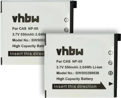 Produktbild von vhbw 2x Akku kompatibel mit Casio Exilim EX-Z9, EX-Z85, EX-Z90, EX-Z80 Kamera (550 mAh, 3,6 V, Li-Ion)