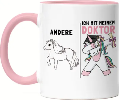 Produktbild von Andere Ich Mit Meinem Doktor Tasse Rosa Einhorn Pferd Abschlussgeschenk Studium Promotion