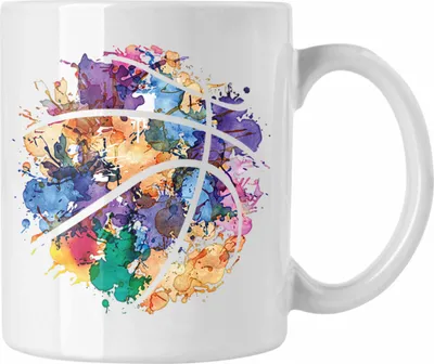 Produktbild von Trendation - Basketball Tasse Geschenk für Basketballspieler Kaffee-Becher Basketball Trainer Coach (Weiß)