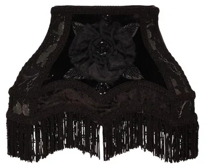 Produktbild von Lampenschirm, viktorianischer Stil, rechteckig, 22 cm - Schwarz - Stoff