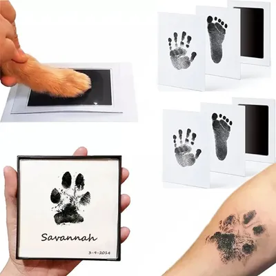 Produktbild von youjia Abdruck-Set für Hund, Katze & Baby, Hand- & Pfotenabdruck, ungiftiges Einweg-Stempelkissen 9.5x5.8cm mit Druckkarten 12.5x8cm, sauber, Anti-Kreuzinfektion, langfristig lagerbar, als 6er, 9er oder 12er Set erhältlich