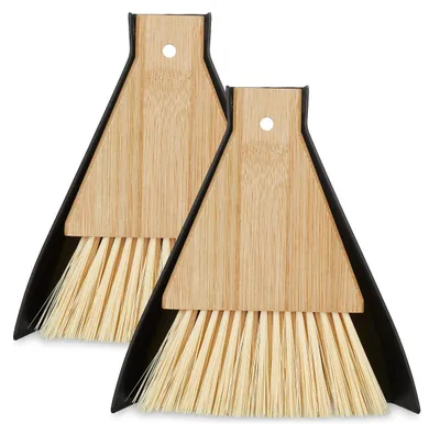 Mini-Staubwedel-Set, 2-teilig, Bambus/Kunststoff, schwarz/natur