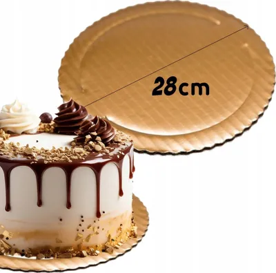 Zdjęcie produktu dla Podkładka Pod Tort Okrągła Gruba Złota 28Cm Podkład Pod Ciasto Sztywna
