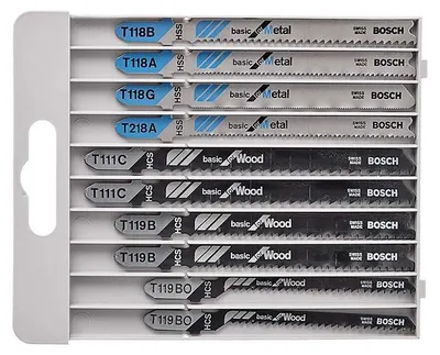 Image de Pack de 10 Lames BOSCH PRO 2607010630 Basic for Metal and Wood pour scie sauteuse﻿﻿ (BOIS et METAL)