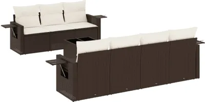 Produktbild von 8-tlg. Garten-Sofagarnitur mit Kissen Braun Poly Rattan
