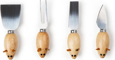 Productafbeelding van Excelsa set met 4 kaasmesjes, gemaakt van roestvrij staal, beige kleur