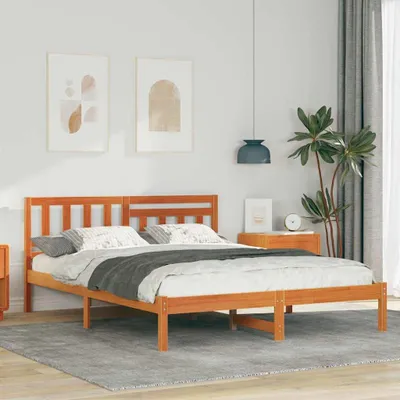 Image de Maison Exclusive - Sommier brun ciré 135 x 190 cm en pin massif