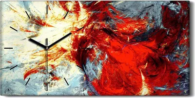 Produktbild von Wanduhr Leinwand Bild Uhr Geräuschlos 60x30 Kunst Abstrakte Malerei Farbtextur - schwarze Hände