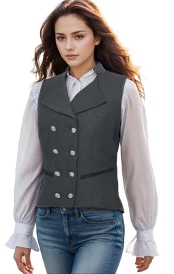 Immagine prodotto di Solidchoice - Gilet da lavoro con scollo a V, colore grigio scuro, per donna