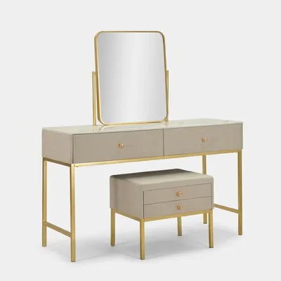 Immagine prodotto di Comò da trucco con specchio e sgabello con spazio contenitivo