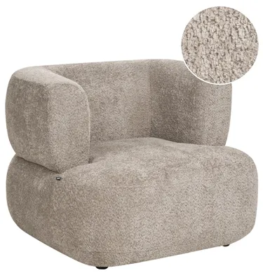 Zdjęcie produktu dla BELIANI Fotel beżowoszary tapicerowany szenil zaokrąglone oparcie wygodne przytulne siedzisko skandynawski design