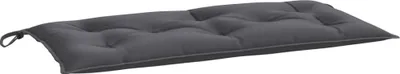 A dark gray bench cushion on a white background.