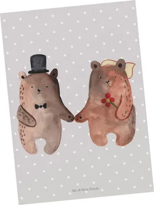 Produktbild von Mr. & Mrs. Panda Postkarte Bär Heirat - Grau Pastell - Geschenk, Verheiratet Heirate Hochzeit Hochzeitsgeschenk Hochzeitspaar, Ansichtskarte, Grußkarte, einzelkarte