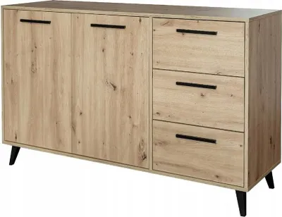 Produktbild von BETTSO Skandinavische Kommode schwarze Griffe COSTARICA 2D3S  Artisan Eiche