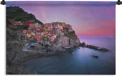 Produktbild von MuchoWow® Wandteppich Wandbehang Lila Himmel über Cinque Terre in Italien 60x40 cm Tapisserie Dekoration Wandtuch - Wanddekorationen