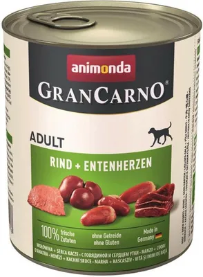 Produktbild von ANIMONDA GranCarno Adult Beef and duck hearts - Nassfutter für Hunde - 800g