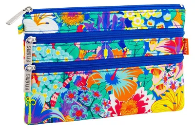Image de Pylones, Pochette avec 3 fermetures éclair – 20 x 13 x 1 cm – Polyester – Motifs floraux