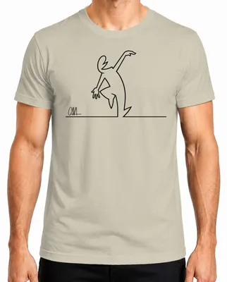 Imagen del producto de Camiseta para hombre con el diseño "La Línea Osvaldo Cavandoli Balum Strichmännchen", color natural, talla S