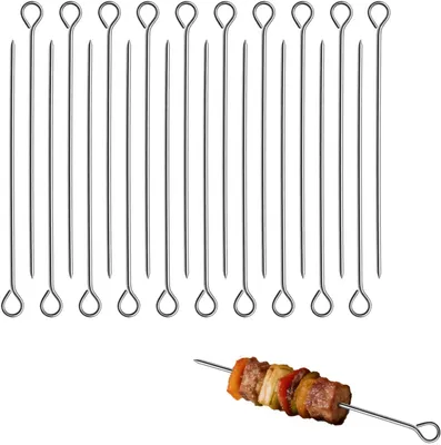Produktbild von Grillspieße aus Edelstahl, 20 cm, 20 Stück, für BBQ und Fleischspieße