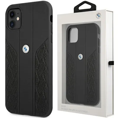 Produktbild von BMW Leather Curve Perforate - iPhone 12 mini Hülle (Schwarz)