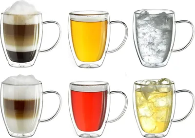 Produktbild von Famanu Doppelwandiges Glas - 6 x 400 ml mit Henkel