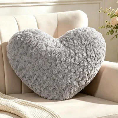 Immagine prodotto di Solidchoice - Cuscino a forma di cuore grigio in peluche, 15 x 48 cm