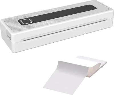 Produktbild von Tragbarer Drucker, kabelloser tintenloser Drucker, unterstuetzt 8,26 x 11,69 Zoll Thermopapierdrucker, BT5.1-Verbindungsdrucker, A4-Thermopapier, kompatibel mit iOS, Android und Laptop fuer Buero, Auto, Zuhause, Reisen, mobiles Buero, Schule, Zuhause