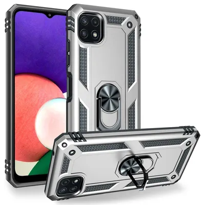 Immagine prodotto di NALIA Copertura ad anello in stile militare per Samsung Galaxy A22 5G, estremamente protettiva e robusta in argento
