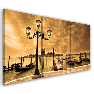 Produktbild von Triptychon auf leinwand braune städte & architektur 120x80 cm Feeby braun wandbild bereit zum aufhängen