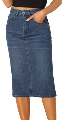 Produktbild von Damen Jeansrock – Hohe Taille, Midi-Länge – Blau