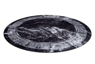 Produktbild von MIRO 51199.807 Kreis Waschteppich Marmor, griechisch Anti-Rutsch - schwarz / weiß Schwarz rund 100 cm