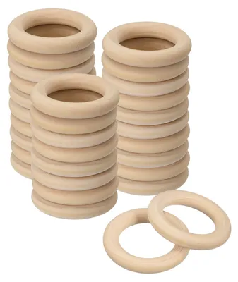 Image de Anneaux en bois naturel - 30 pièces, anneaux en bois lisses pour travaux de macramé - Diamètre de 45 mm et épaisseur de 8 mm