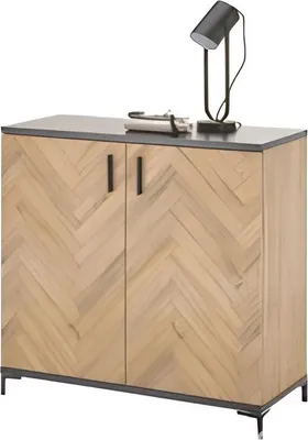 Produktbild von Kommode CARISSIO Bartex Eiche Holznachbildung Schwarz mit 2 Türen und 2 verstellbaren Einlegeböden