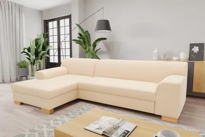 Produktbild von DOMO Collection Ecksofa Tinos, Couch in L-Form, Schlaffunktion, Sofa, Polsterecke, Eckcouch, Schlafsofa 273 x 157 x 74 cm (BxTxH), beige
