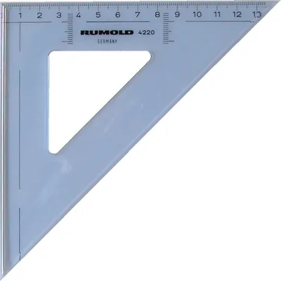 Produktbild von Rumold Zeichendreieck 45°, 20 cm, mm-Teilung, hochwertiger Kunststoff,