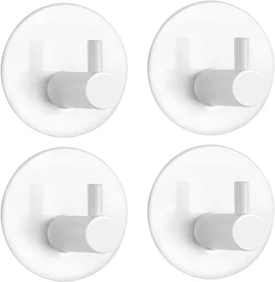 Imagen del producto de Ganchos de acero inoxidable para el baño, y soportes adhesivos para toallas (blancos)