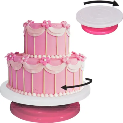 Produktbild von "OTIX Tortenplatte Drehbarer Drehteller auf Fuß Drehteller 27,5 cm Pink Kunststoff"
