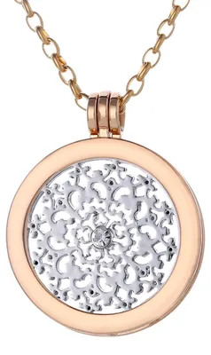 Produktbild von Morella Damen Halskette gold 70 cm Edelstahl mit Anhänger und Coin 33 mm Zirkoniastein in Schmuckbeutel