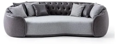 Produktbild von Chesterfield Dreisitzer Sofa 3 Sitzer Grau Stoffsofa Stoff Polstersofa