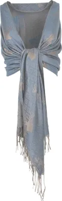 Produktbild von Halstuch Schal mit Hirschkopf Motiv 185 x 70 cm | Graublau / Braun