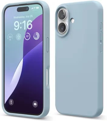 Produktbild von Elago Premium Silikonhülle für iPhone 16 Himmelblau