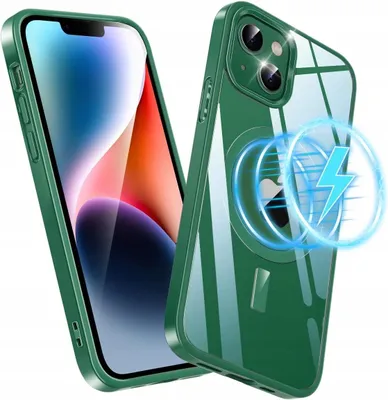 Zdjęcie produktu dla Etui Magnetyczne iPhone 14/13 6,1" Przezroczyste MagSafe Zielone Ochronne
