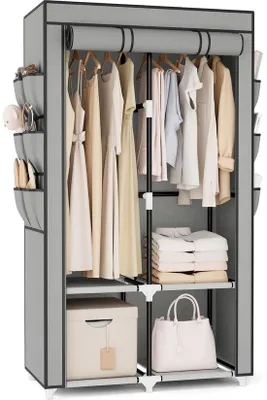 Produktbild von Azomor®️ Geräumiger Tragbarer Stoffkleiderschrank mit Regalen und Kleiderstangen für das Schlafzimmer