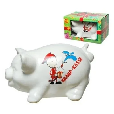 Produktbild von 1 Sparschwein " Brand - Kasse " zum zerschlagen im Geschenkkarton Feuerwehr