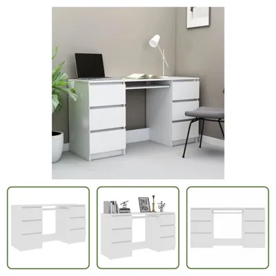 Produktbild von The Living Store Schreibtisch Weiß 140x50x77 cm Holzwerkstoff
