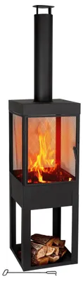 Productafbeelding van Tuinhaard Houtkachel - 194 Cm Hoog - Koolstofstaal - Zwart - Terrashaard