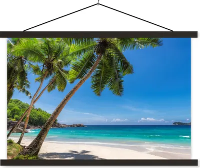 Produktbild von MuchoWow® Textilposter Strand - Palme - Meer - Insel 120x80 cm mit schwarzem Rahmen - Wanddeko