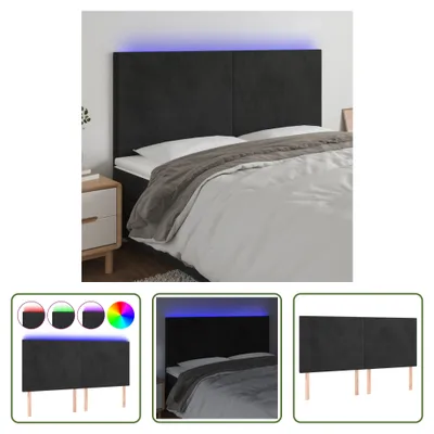 Produktbild von The Living Store LED Kopfteil Schwarz 160x5x118/128 cm Samt